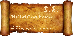 Mátyássy Romola névjegykártya